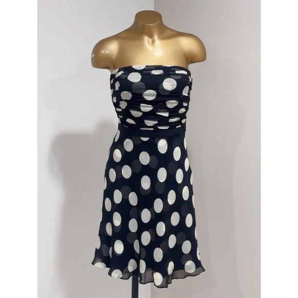 Ann Taylor | Dresses | Ann Taylor Womens Black Cream Polka Dot Strapless  Silk Cocktail Dress Size 4 | Poshmark